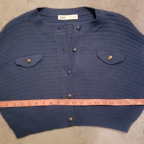 ZARA Blue Button-Up Women's Sweater sz med - Picture 4 of 7